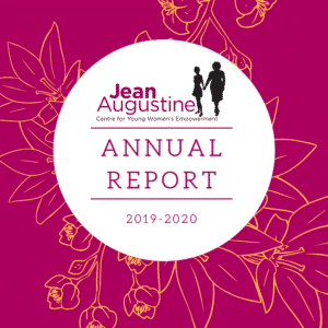 Cover of JAC AGM report – title, logo and floral pattern